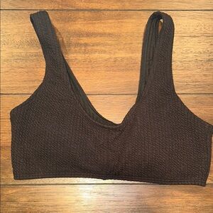 SHEIN Black Ribbed Knit Bralette V-Neck Intimates